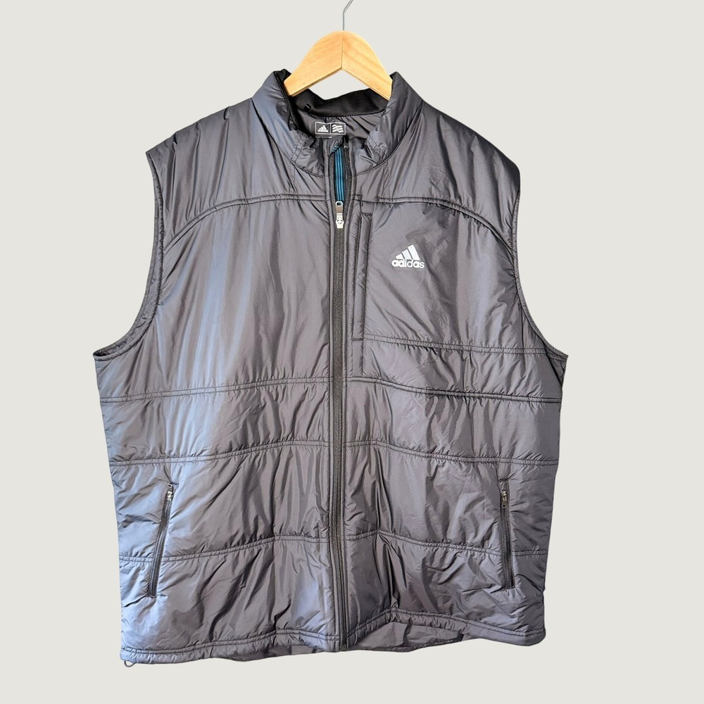 Adidas Climaheat Golf Vest Mens 2XL Gray Full Zip Padded Puffer Murphy Creek